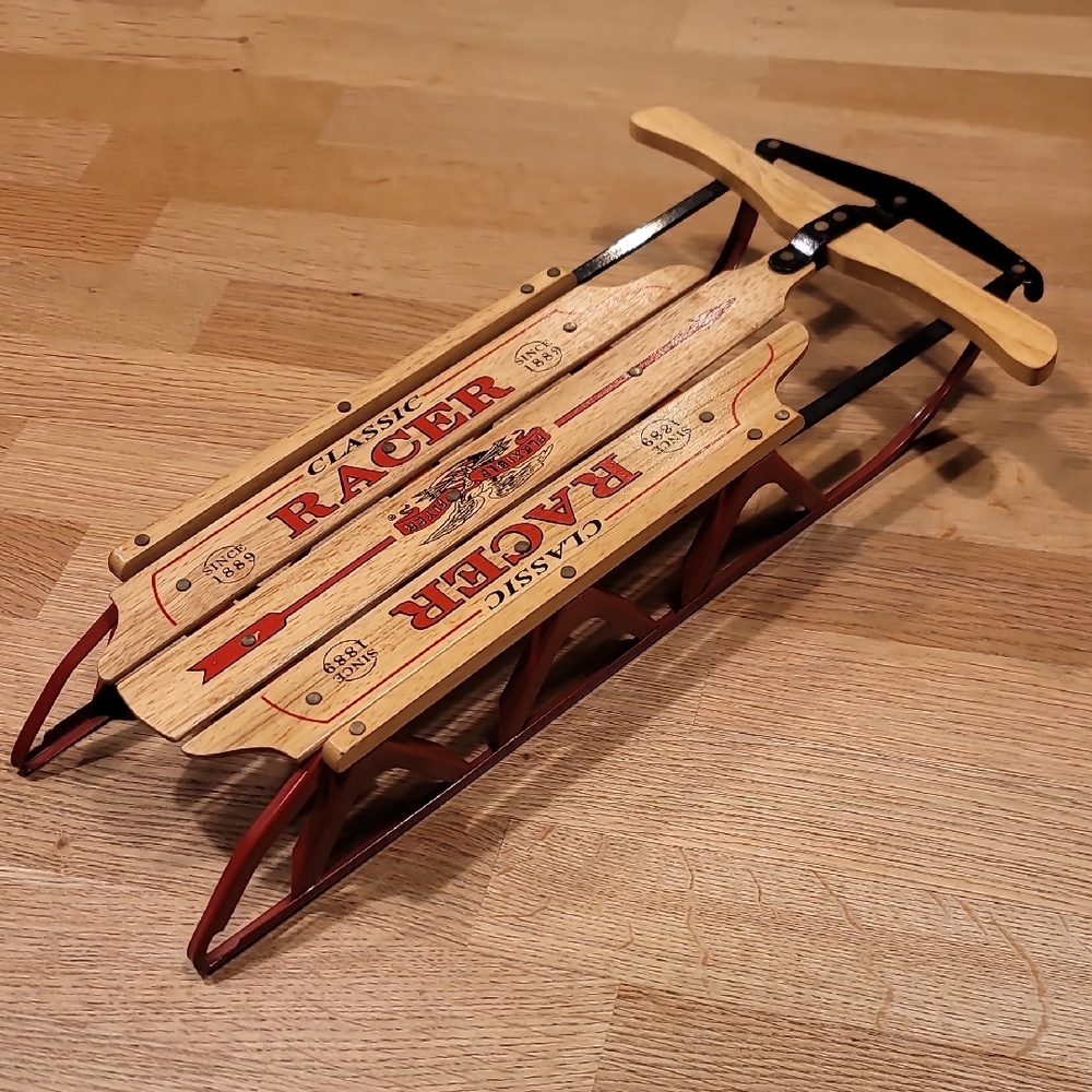 Classic Racer Wooden Sled - Red and Brown